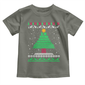 Funny Xmas Math Pi Christmas Tree Toddler T Shirt TS09 Military Green Print Your Wear
