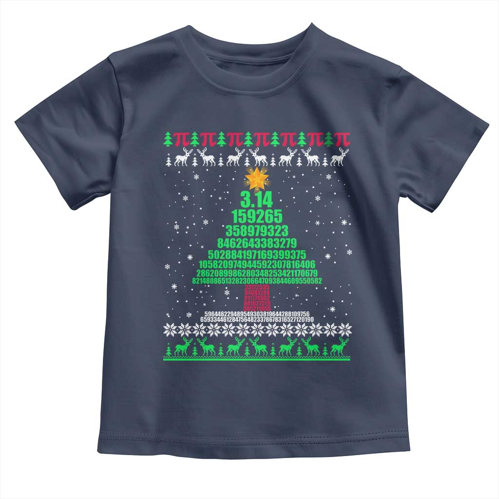 Funny Xmas Math Pi Christmas Tree Toddler T Shirt TS09 Navy Print Your Wear