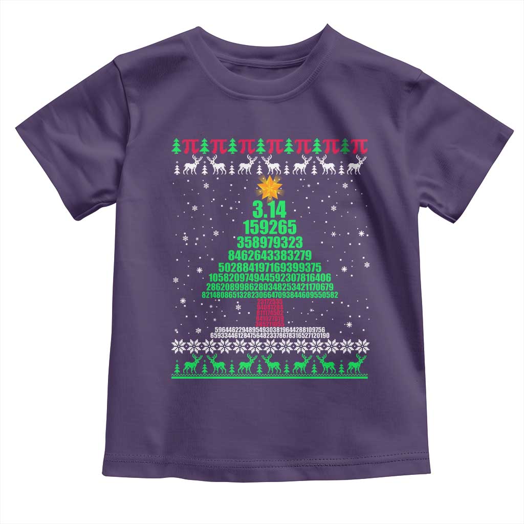 Funny Xmas Math Pi Christmas Tree Toddler T Shirt TS09 Purple Print Your Wear