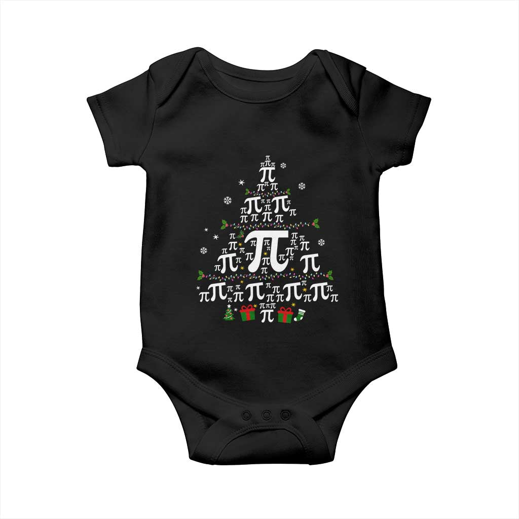 Funny Christmas Math Teacher Baby Onesie Pi Christmas Tree TS09 Black Print Your Wear