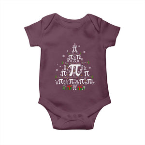 Funny Christmas Math Teacher Baby Onesie Pi Christmas Tree TS09 Maroon Print Your Wear