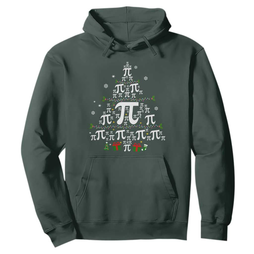 Funny Christmas Math Teacher Hoodie Pi Christmas Tree TS09 Dark Forest Green Print Your Wear