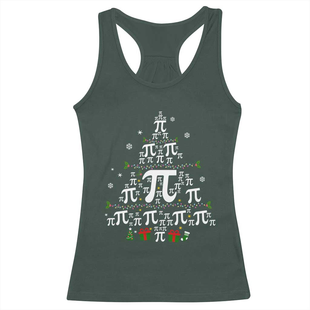 Funny Christmas Math Teacher Racerback Tank Top Pi Christmas Tree TS09 Dark Forest Green Print Your Wear