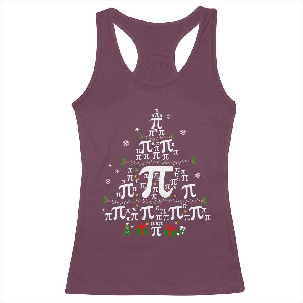 Funny Christmas Math Teacher Racerback Tank Top Pi Christmas Tree TS09 Maroon Print Your Wear