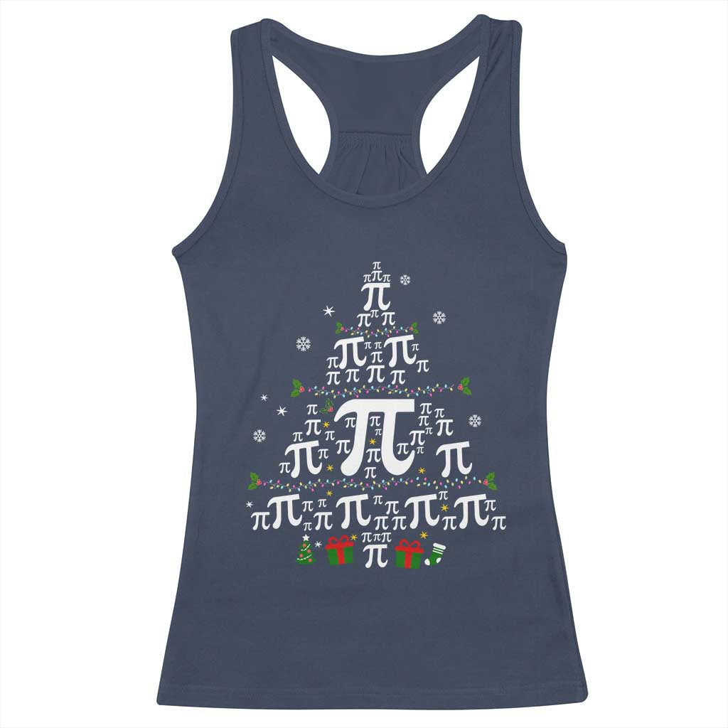 Funny Christmas Math Teacher Racerback Tank Top Pi Christmas Tree TS09 Navy Print Your Wear