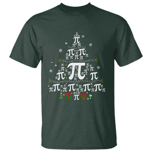 Funny Christmas Math Teacher T Shirt Pi Christmas Tree TS09 Dark Forest Green Print Your Wear
