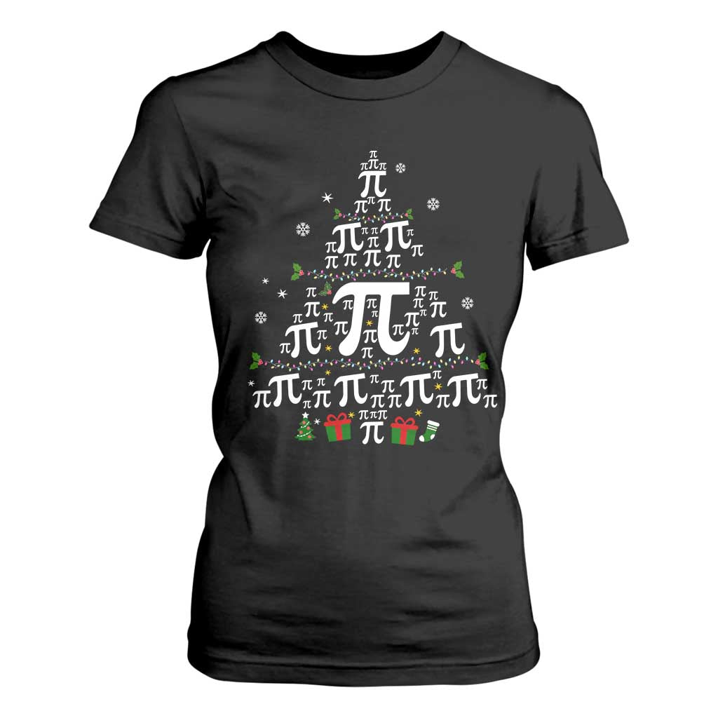 Funny Christmas Math Teacher T Shirt For Women Pi Christmas Tree TS09 Black Print Your Wear