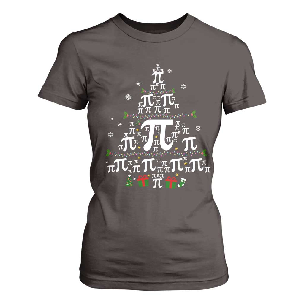 Funny Christmas Math Teacher T Shirt For Women Pi Christmas Tree TS09 Dark Chocolate Print Your Wear