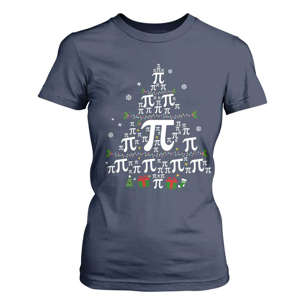 Funny Christmas Math Teacher T Shirt For Women Pi Christmas Tree TS09 Navy Print Your Wear