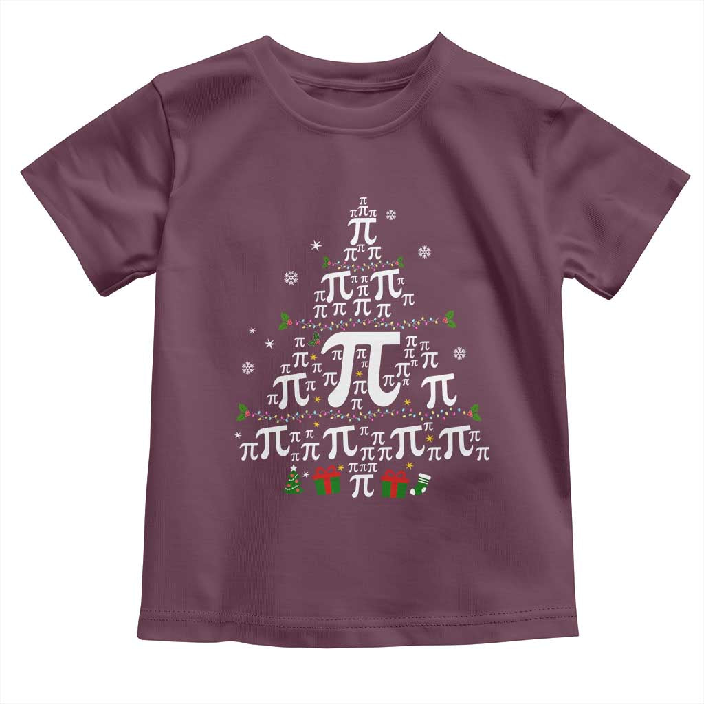 Funny Christmas Math Teacher Toddler T Shirt Pi Christmas Tree TS09 Maroon Print Your Wear