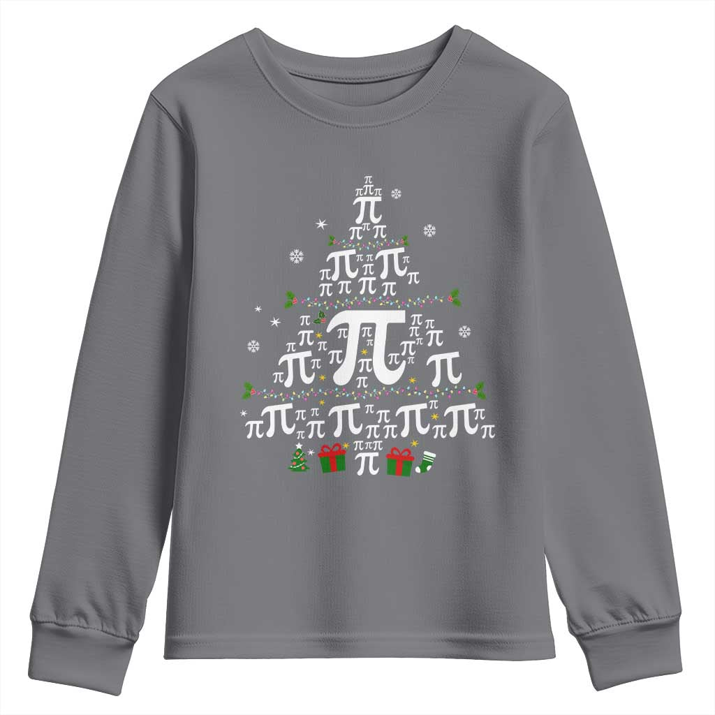 Funny Christmas Math Teacher Youth Sweatshirt Pi Christmas Tree TS09 Charcoal Print Your Wear