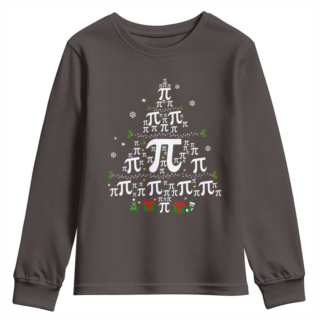 Funny Christmas Math Teacher Youth Sweatshirt Pi Christmas Tree TS09 Dark Chocolate Print Your Wear