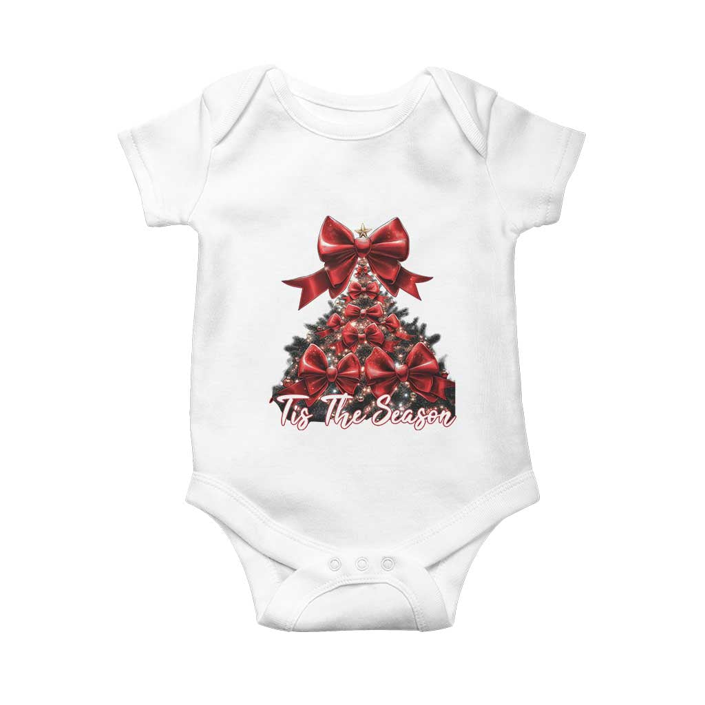 Christmas Tree Coquette Tis The Season Baby Onesie TS09 White Print Your Wear