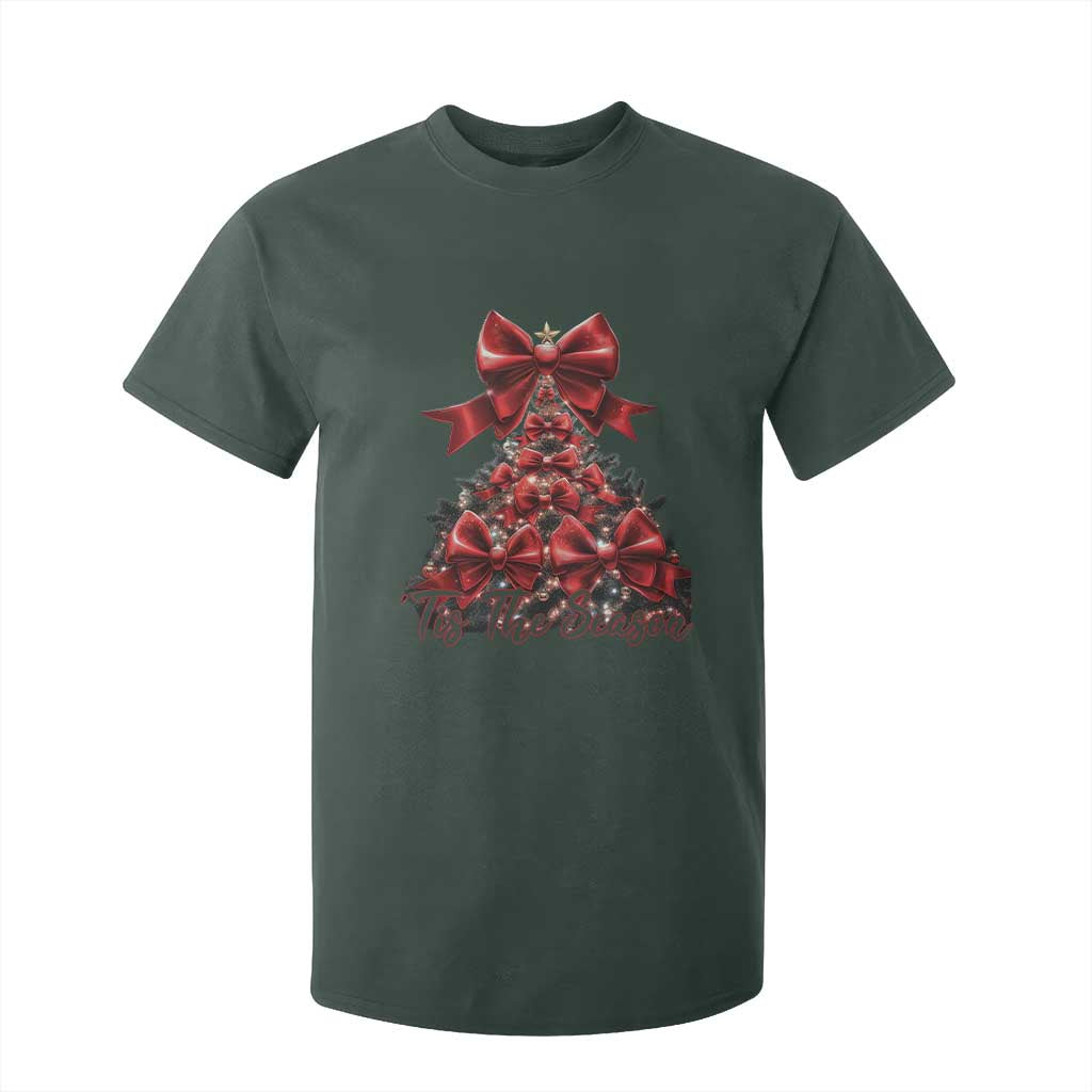 Christmas Tree Coquette Tis The Season T Shirt For Kid TS09 Dark Forest Green Print Your Wear