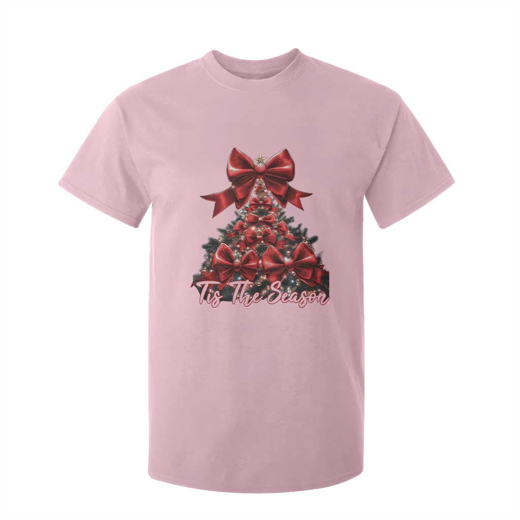 Christmas Tree Coquette Tis The Season T Shirt For Kid TS09 Light Pink Print Your Wear