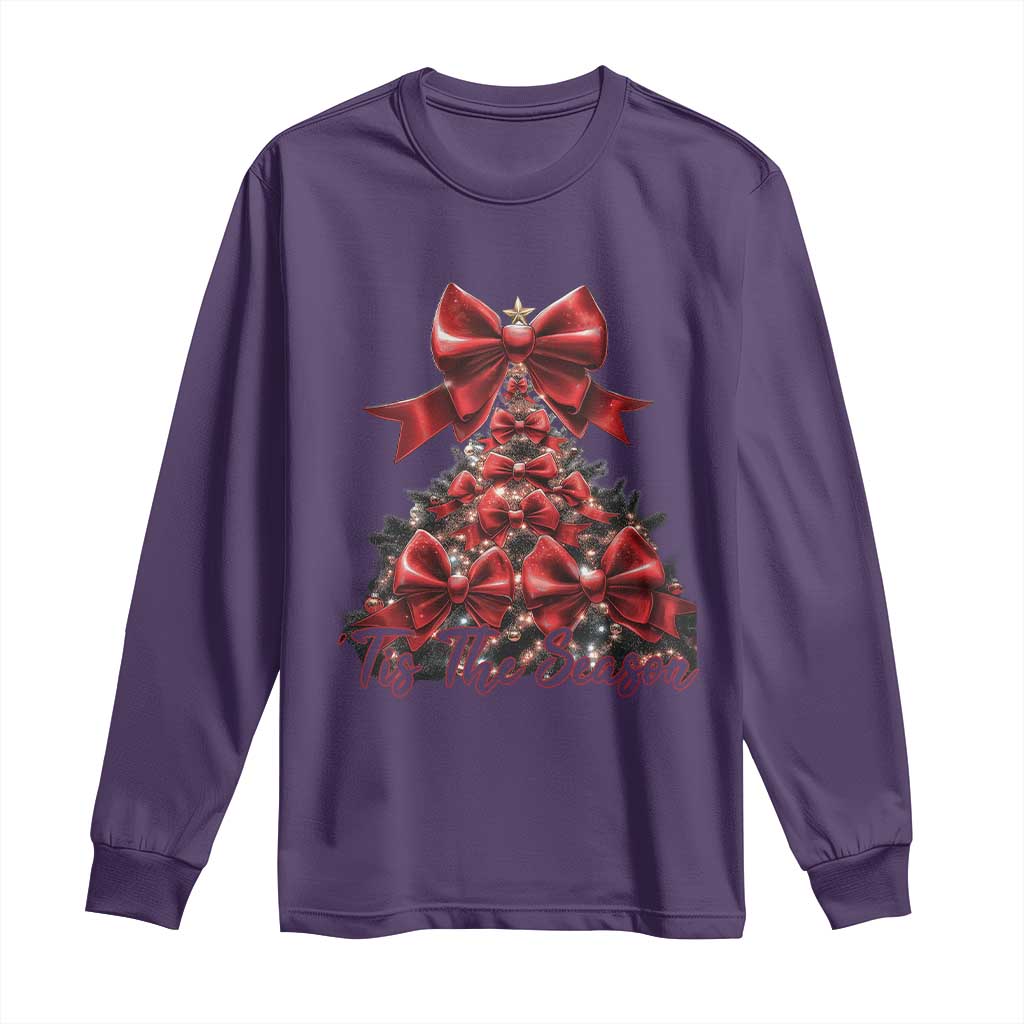 Christmas Tree Coquette Tis The Season Long Sleeve Shirt TS09 Purple Print Your Wear