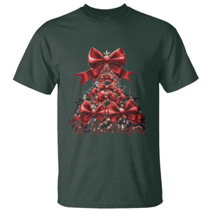 Christmas Tree Coquette Tis The Season T Shirt TS09 Dark Forest Green Print Your Wear
