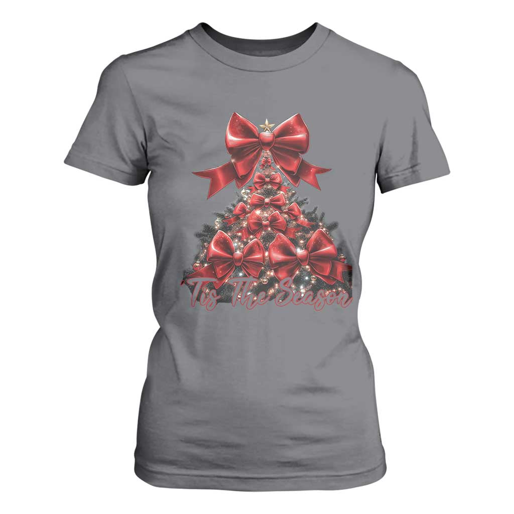 Christmas Tree Coquette Tis The Season T Shirt For Women TS09 Charcoal Print Your Wear