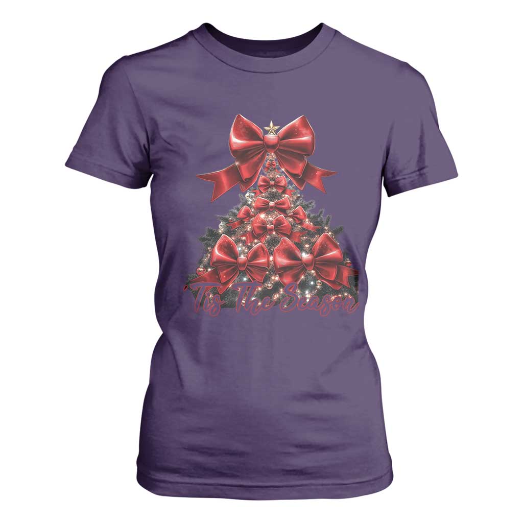 Christmas Tree Coquette Tis The Season T Shirt For Women TS09 Purple Print Your Wear