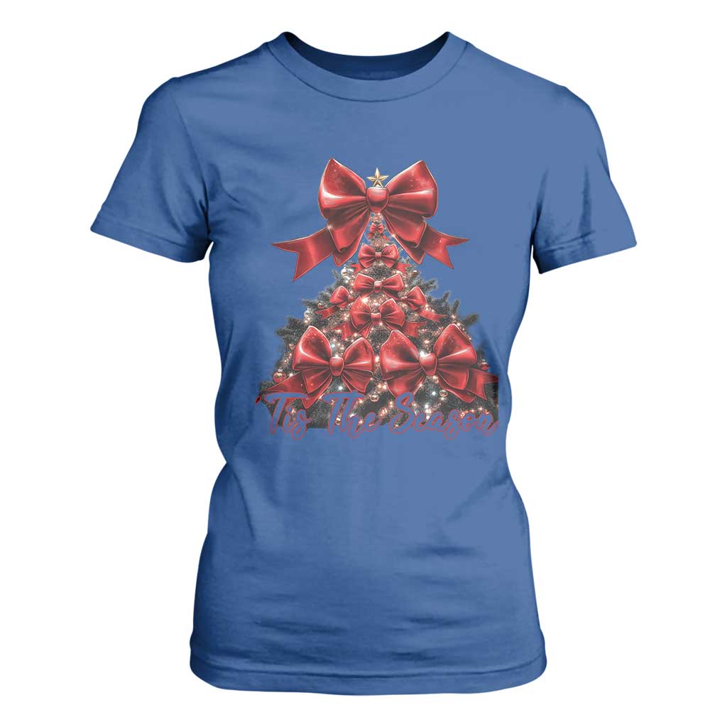 Christmas Tree Coquette Tis The Season T Shirt For Women TS09 Royal Blue Print Your Wear