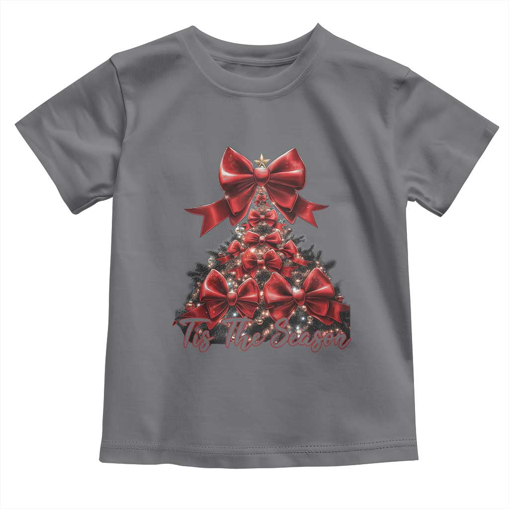 Christmas Tree Coquette Tis The Season Toddler T Shirt TS09 Charcoal Print Your Wear