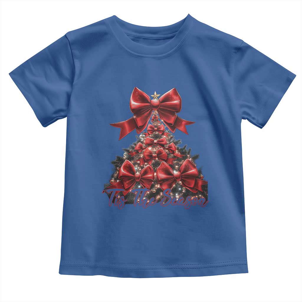 Christmas Tree Coquette Tis The Season Toddler T Shirt TS09 Royal Blue Print Your Wear