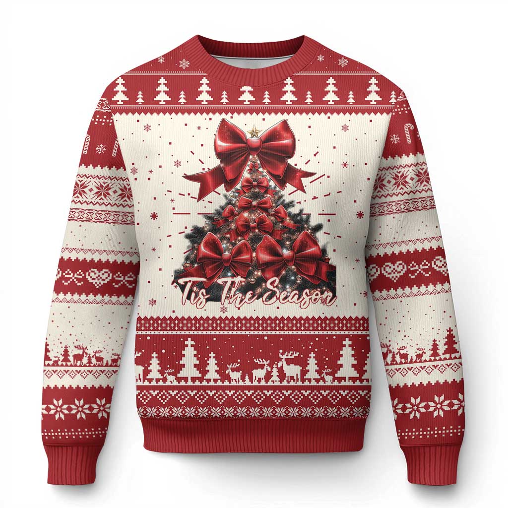 Christmas Tree Coquette Tis The Season Ugly Christmas Sweater TS09 Red Print Your Wear