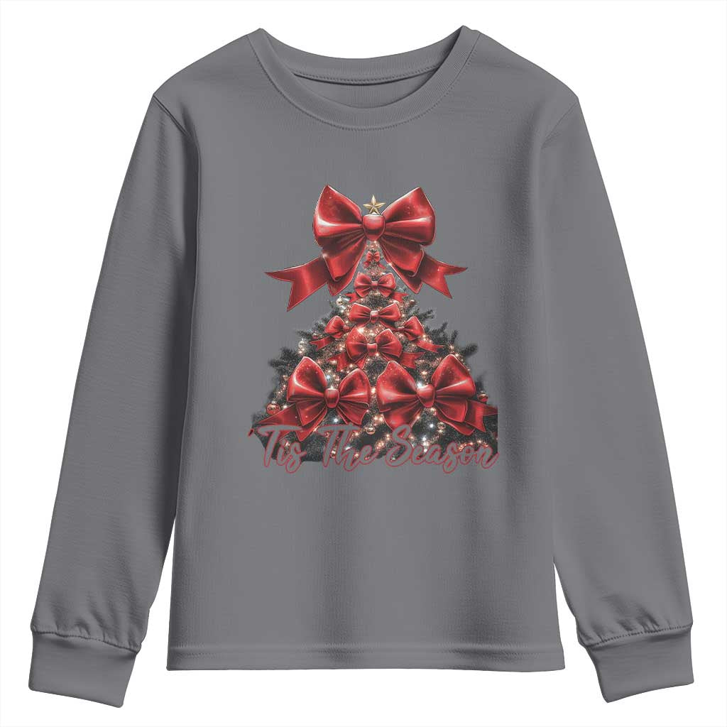 Christmas Tree Coquette Tis The Season Youth Sweatshirt TS09 Charcoal Print Your Wear