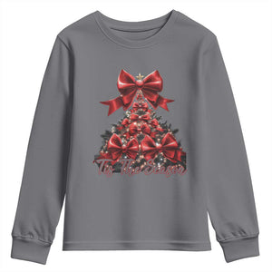 Christmas Tree Coquette Tis The Season Youth Sweatshirt TS09 Charcoal Print Your Wear