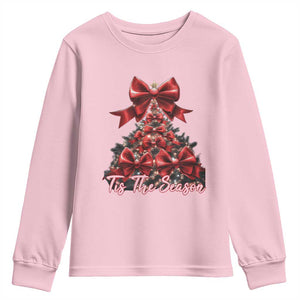 Christmas Tree Coquette Tis The Season Youth Sweatshirt TS09 Light Pink Print Your Wear