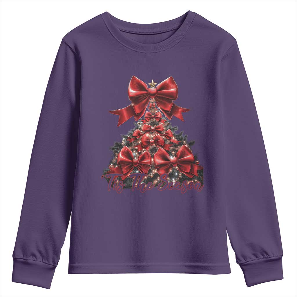 Christmas Tree Coquette Tis The Season Youth Sweatshirt TS09 Purple Print Your Wear