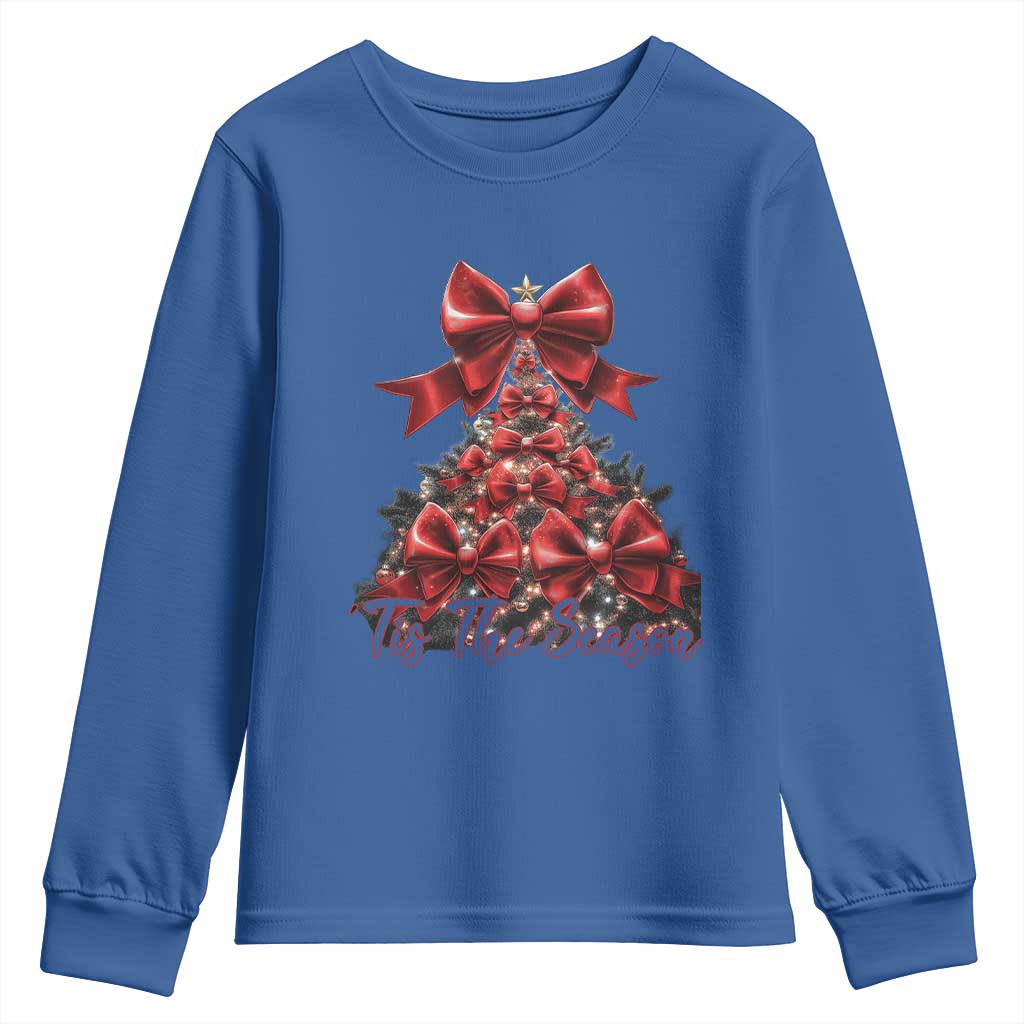 Christmas Tree Coquette Tis The Season Youth Sweatshirt TS09 Royal Blue Print Your Wear