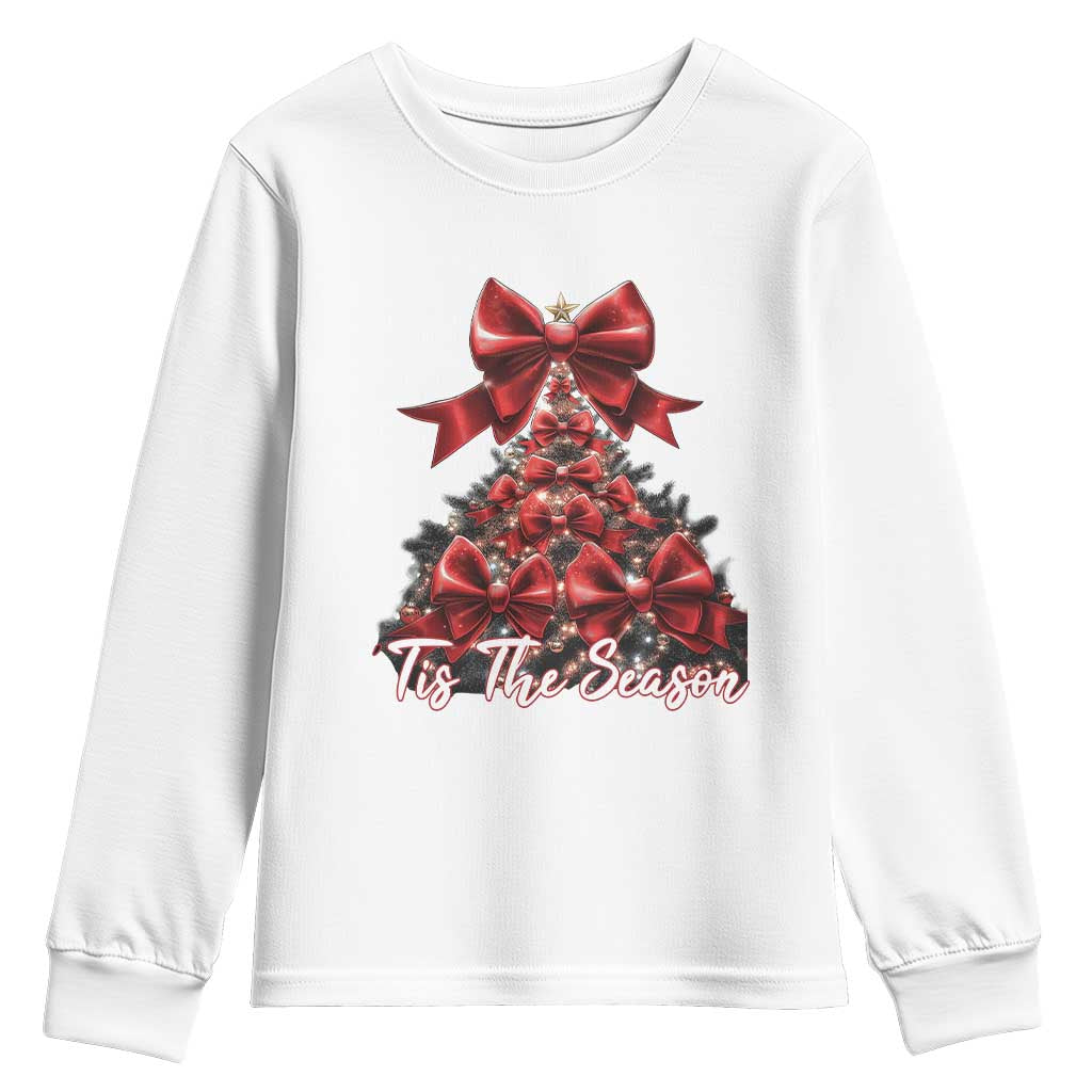 Christmas Tree Coquette Tis The Season Youth Sweatshirt TS09 White Print Your Wear
