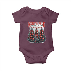 Xmas Coquette Baby Onesie North pole Christmas Tree Farm Always Fresh TS09 Maroon Print Your Wear