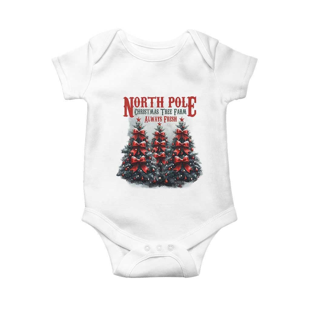 Xmas Coquette Baby Onesie North pole Christmas Tree Farm Always Fresh TS09 White Print Your Wear