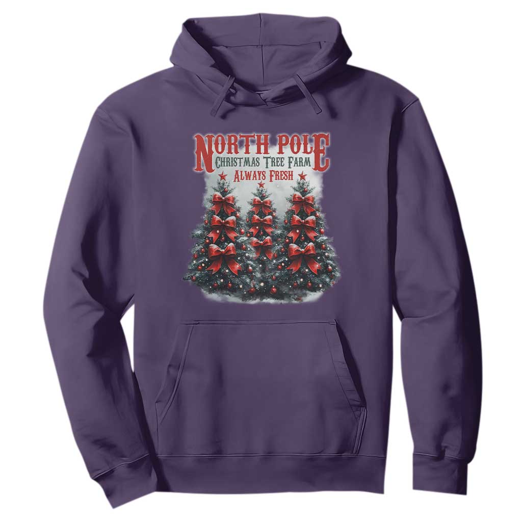 Xmas Coquette Hoodie North pole Christmas Tree Farm Always Fresh TS09 Purple Print Your Wear