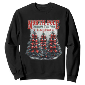 Xmas Coquette Sweatshirt North pole Christmas Tree Farm Always Fresh TS09 Black Print Your Wear