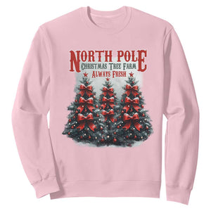 Xmas Coquette Sweatshirt North pole Christmas Tree Farm Always Fresh TS09 Light Pink Print Your Wear