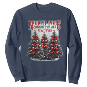 Xmas Coquette Sweatshirt North pole Christmas Tree Farm Always Fresh TS09 Navy Print Your Wear