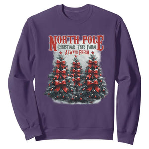 Xmas Coquette Sweatshirt North pole Christmas Tree Farm Always Fresh TS09 Purple Print Your Wear