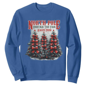 Xmas Coquette Sweatshirt North pole Christmas Tree Farm Always Fresh TS09 Royal Blue Print Your Wear