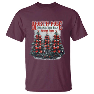 Xmas Coquette T Shirt North pole Christmas Tree Farm Always Fresh TS09 Maroon Print Your Wear