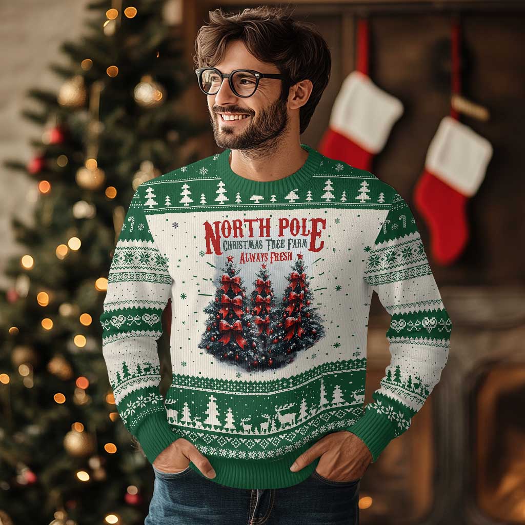 Xmas Coquette Ugly Christmas Sweater North pole Christmas Tree Farm Always Fresh TS09 Green Print Your Wear