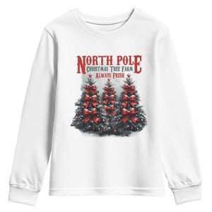 Xmas Coquette Youth Sweatshirt North pole Christmas Tree Farm Always Fresh TS09 White Print Your Wear