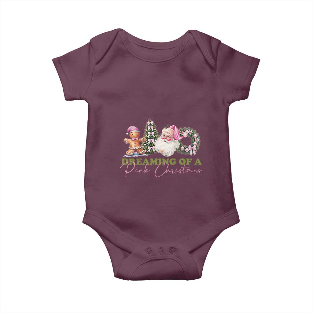 Dreaming Of A Pink Christmas Baby Onesie TS09 Maroon Print Your Wear