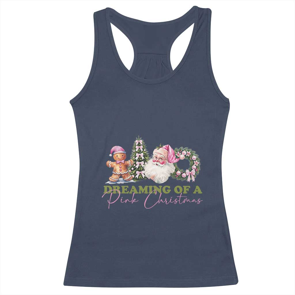 Dreaming Of A Pink Christmas Racerback Tank Top TS09 Navy Print Your Wear