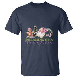 Dreaming Of A Pink Christmas T Shirt TS09 Navy Print Your Wear