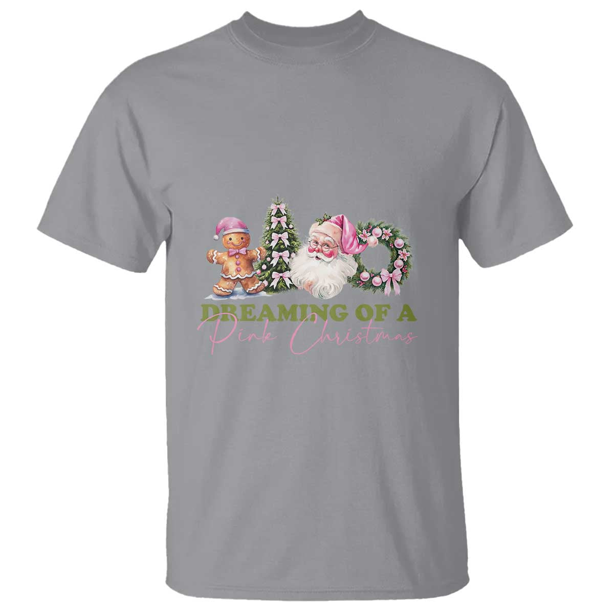 Dreaming Of A Pink Christmas T Shirt TS09 Sport Gray Print Your Wear