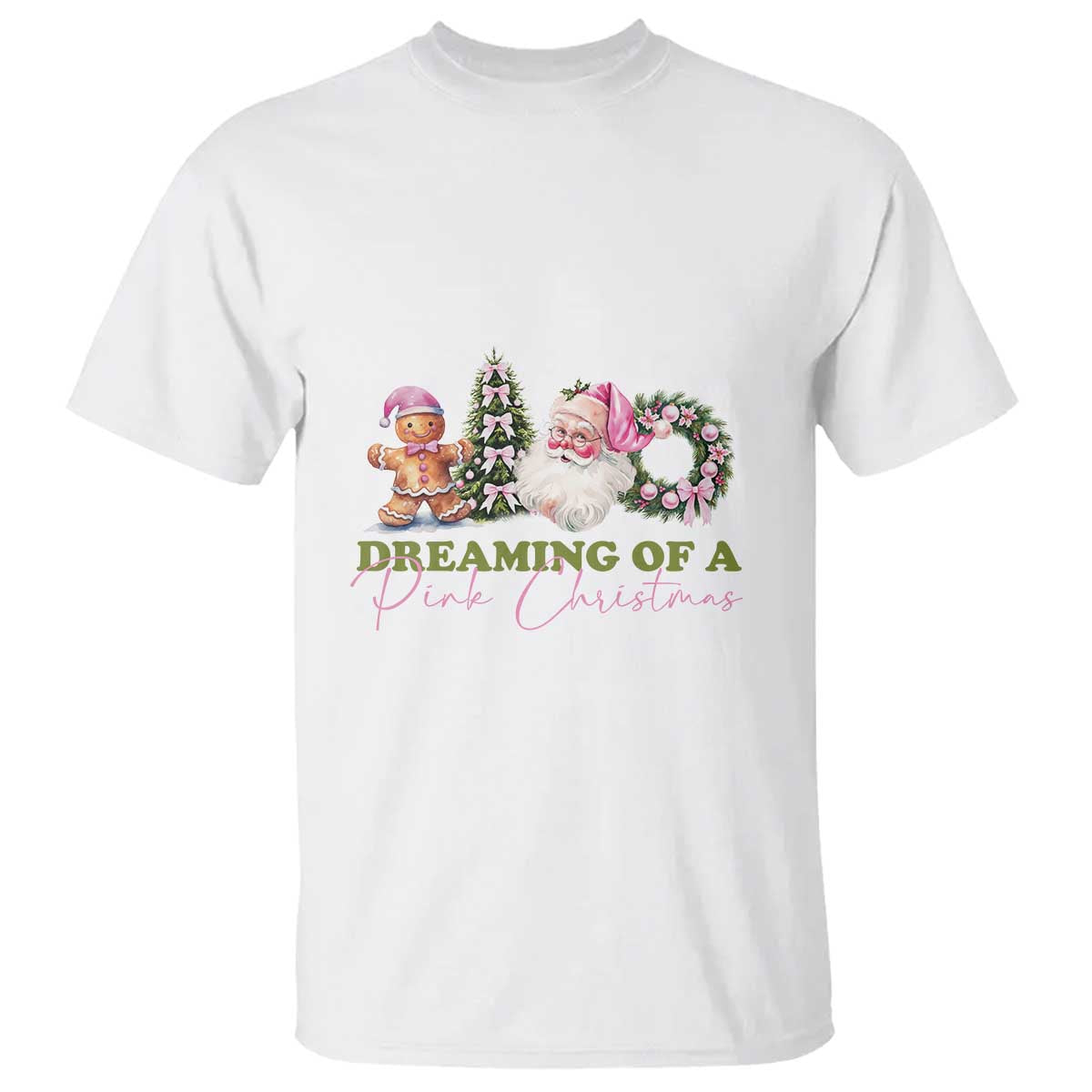 Dreaming Of A Pink Christmas T Shirt TS09 White Print Your Wear