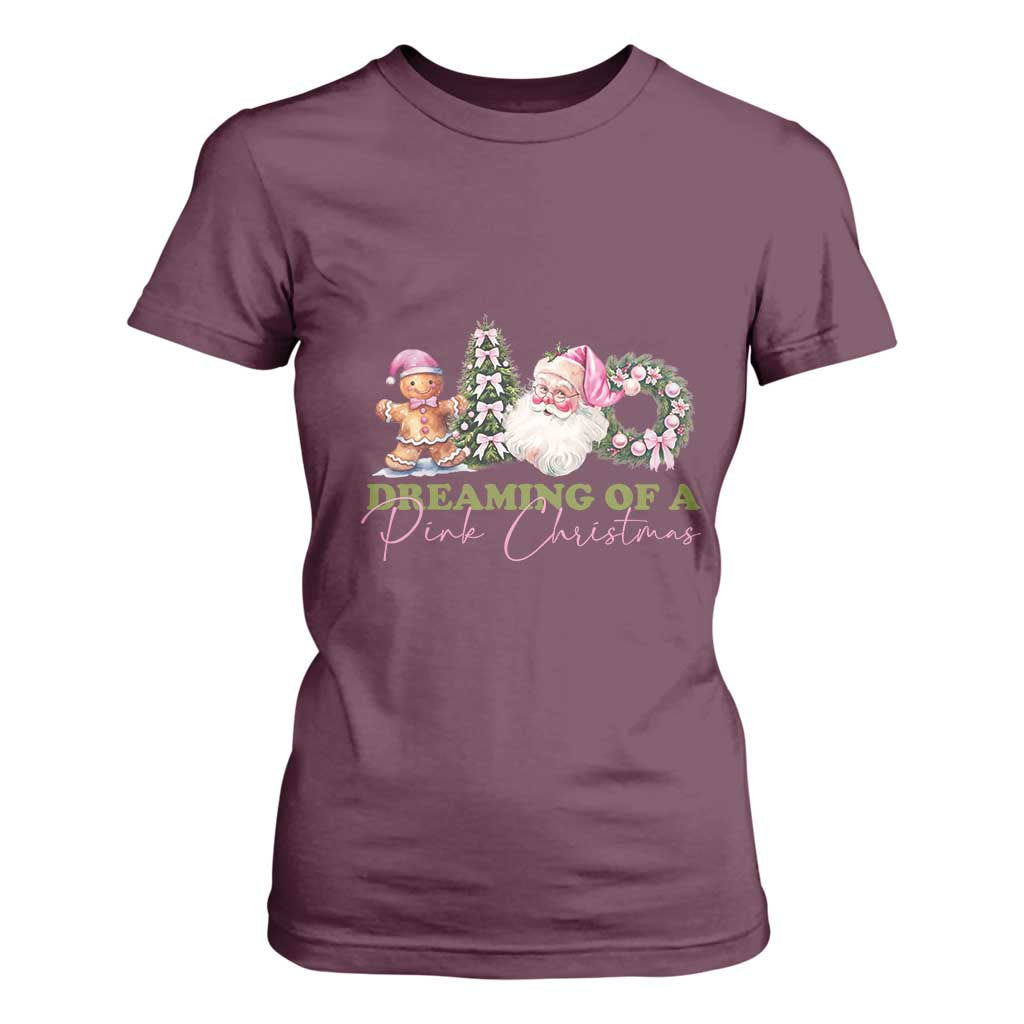 Dreaming Of A Pink Christmas T Shirt For Women TS09 Maroon Print Your Wear